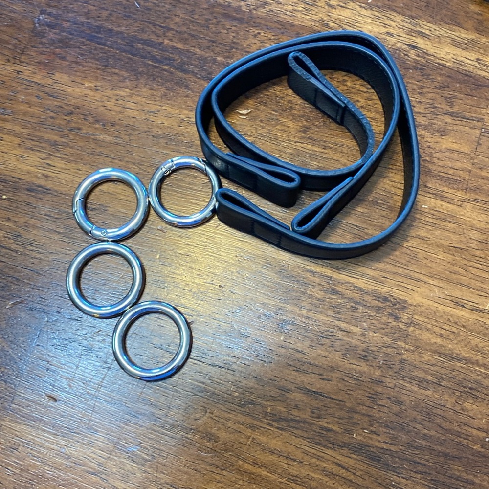 Miche straps, new, black, 13” with 4 silver carabiners